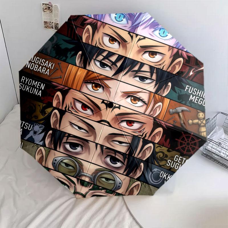 1 PC Automatic Folding Umbrella - Jujutsu Kaisen Pattern Portable Foldable Design With 8 Ribs Christmas Birthday Gifts