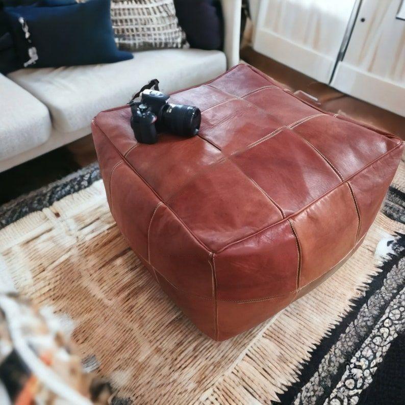 Amazing Square Ottoman Pouffe, Moroccan Leather Pouf, Square Pouf, Ottoman Square Pouf, Pouf Footstool