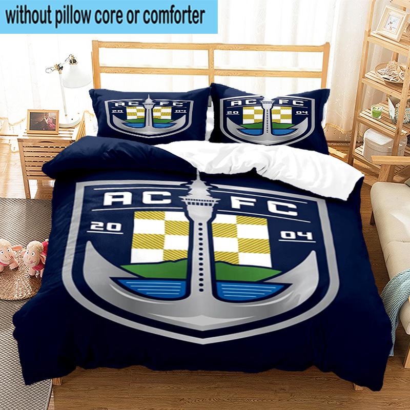 3pcs Auck-land Football Club Printed Bedding Set Duvet Cover Closure Includes 1 Duvet Cover & 2 Pillowcases Bedding Sets Home Decor Gifts
