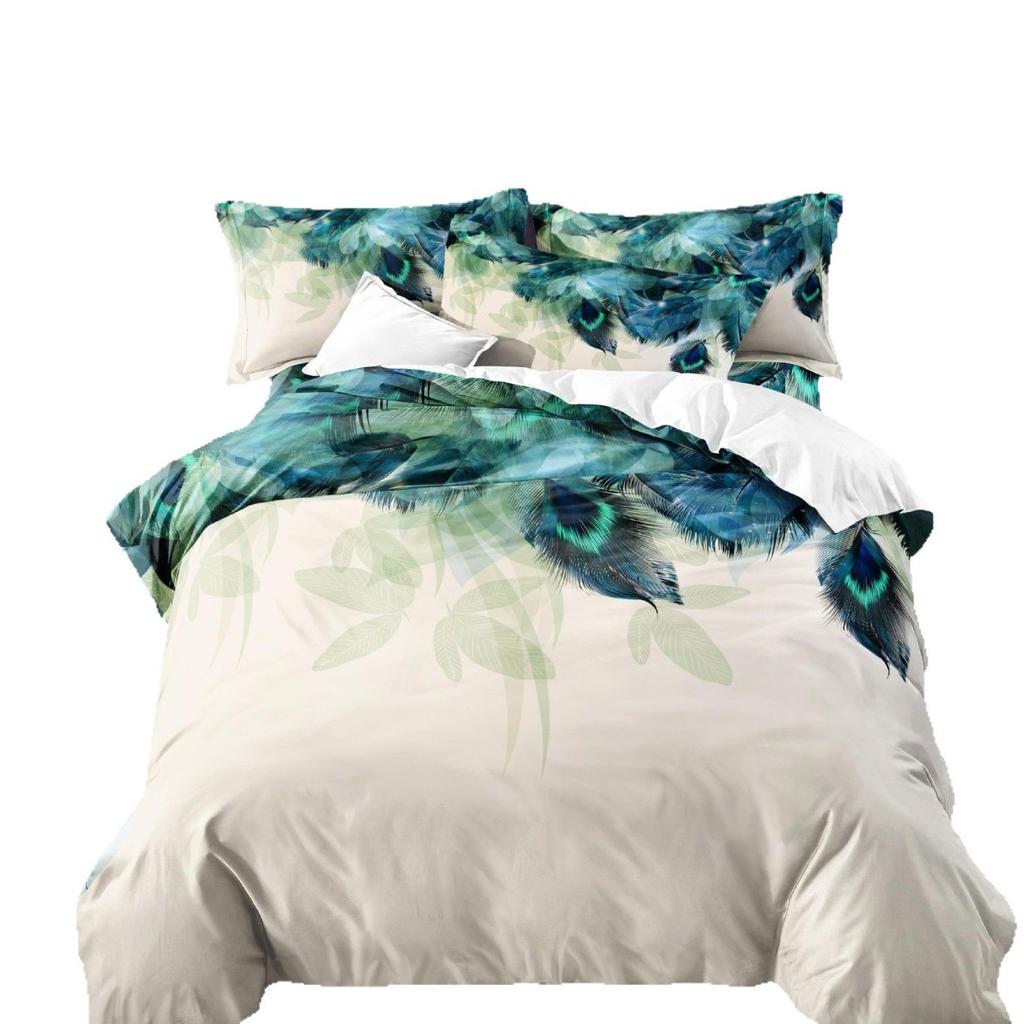 Peacock Feather 3D Digital Printing Three-Piece Set, Bedding Quilt Cover, Direct Sales