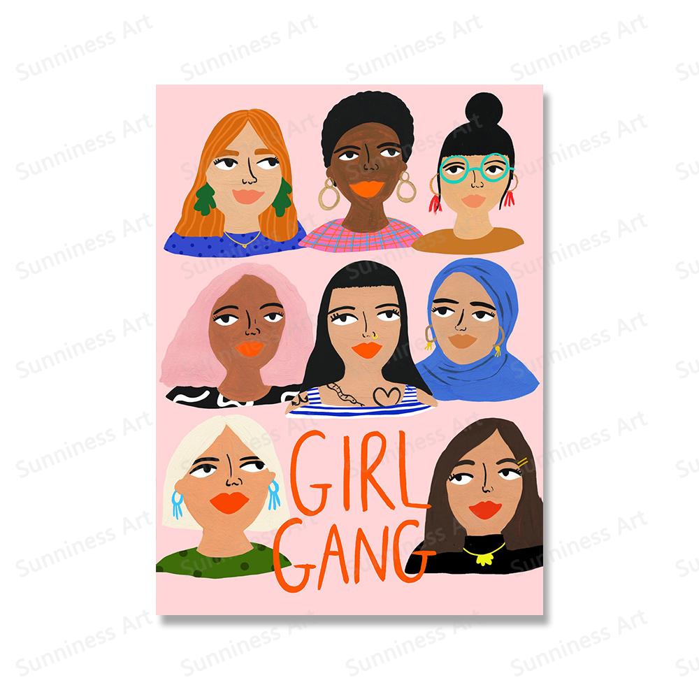 Феминистские плакаты Girl Power, настенные художественные принты, картины, будьте добры ко всем видам, цитаты, холст, живопись для гостиной, украшение дома