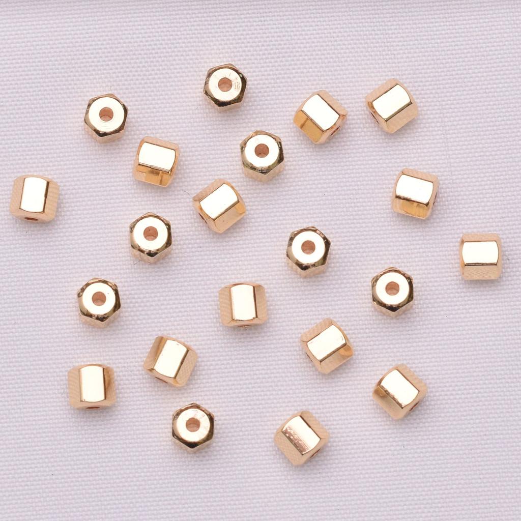10 шт. 18-каратный золотой пакет, сохраняющий цвет, твердые цилиндрические бусины, разделители, бисер, браслет ручной работы, ожерелье, ювелирные изделия, аксессуары, свободные бусины