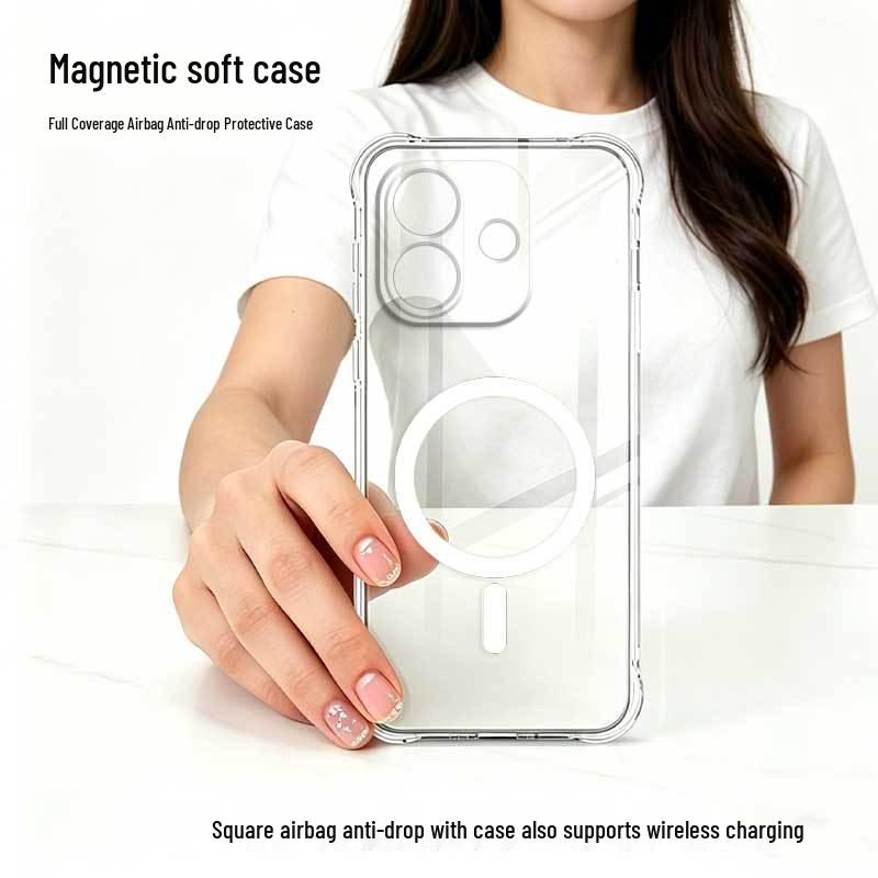 Redmi Note 17 Pro Прочный Магнитный Силиконовый Защитный Чехол с Прозрачным Дизайном Подушка Безопасности