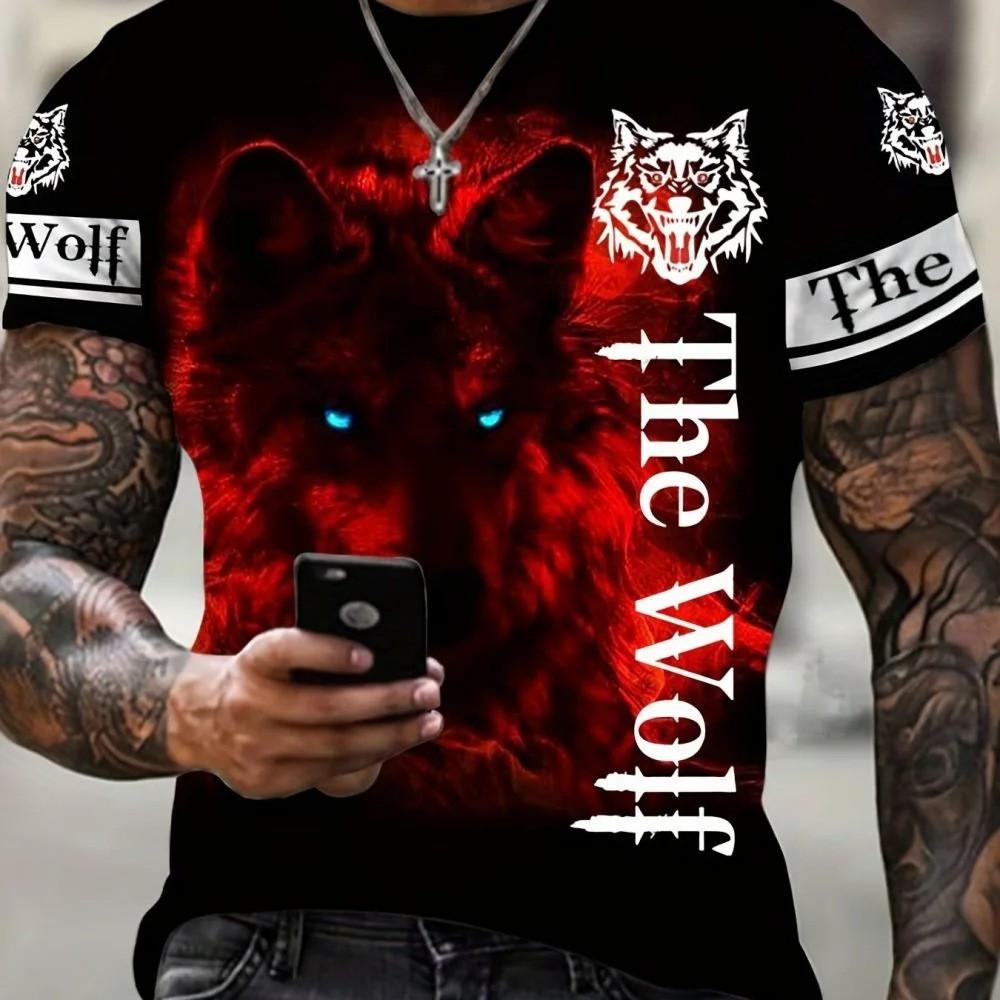 Wolf Print! Men's Polo Shirt, Casual Short Sleeve Top