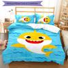 3pcs B-Baby Shark pattern bedding set duvet cover set includes duvet cover &pillowcases,perfect all season bedroom decoration&gift