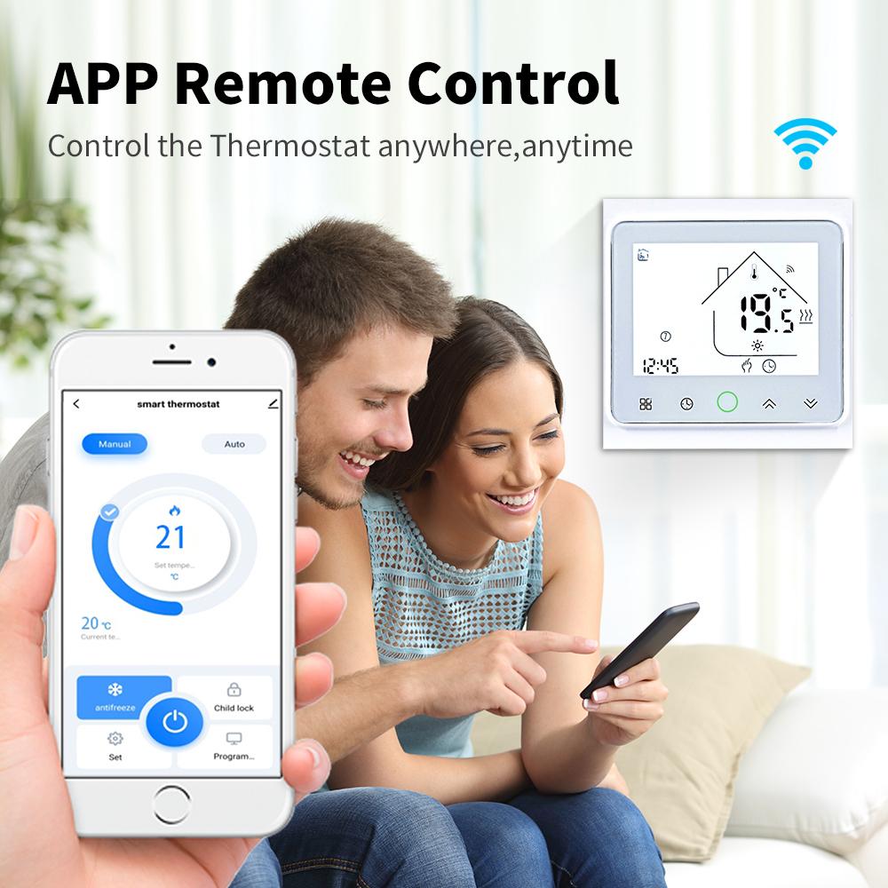 Умный WiFi термостат AC230V 3A 16A Управление через приложение/голос для напольного отопления с цифровым ЖК-дисплеем и настенным монтажом