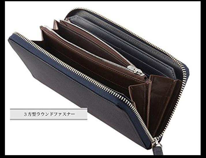 Cypris Perlanera Long Wallet with Perfect Gift for or Navy x 8440 Zipper-Around Closure, Leather, Father's Day, Birthday, Boyfriend, Chocolate,