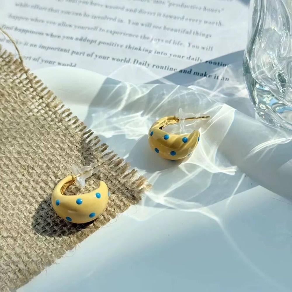 Red Blue Dot Polka Dot Earrings Alloy Material Geometric Earrings for Women Jewelry