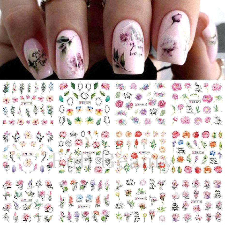 Наклейка для дизайна ногтей, Серия «Весенние и летние цветы и травы», Водная наклейка для ногтей с цветком Zou Ju