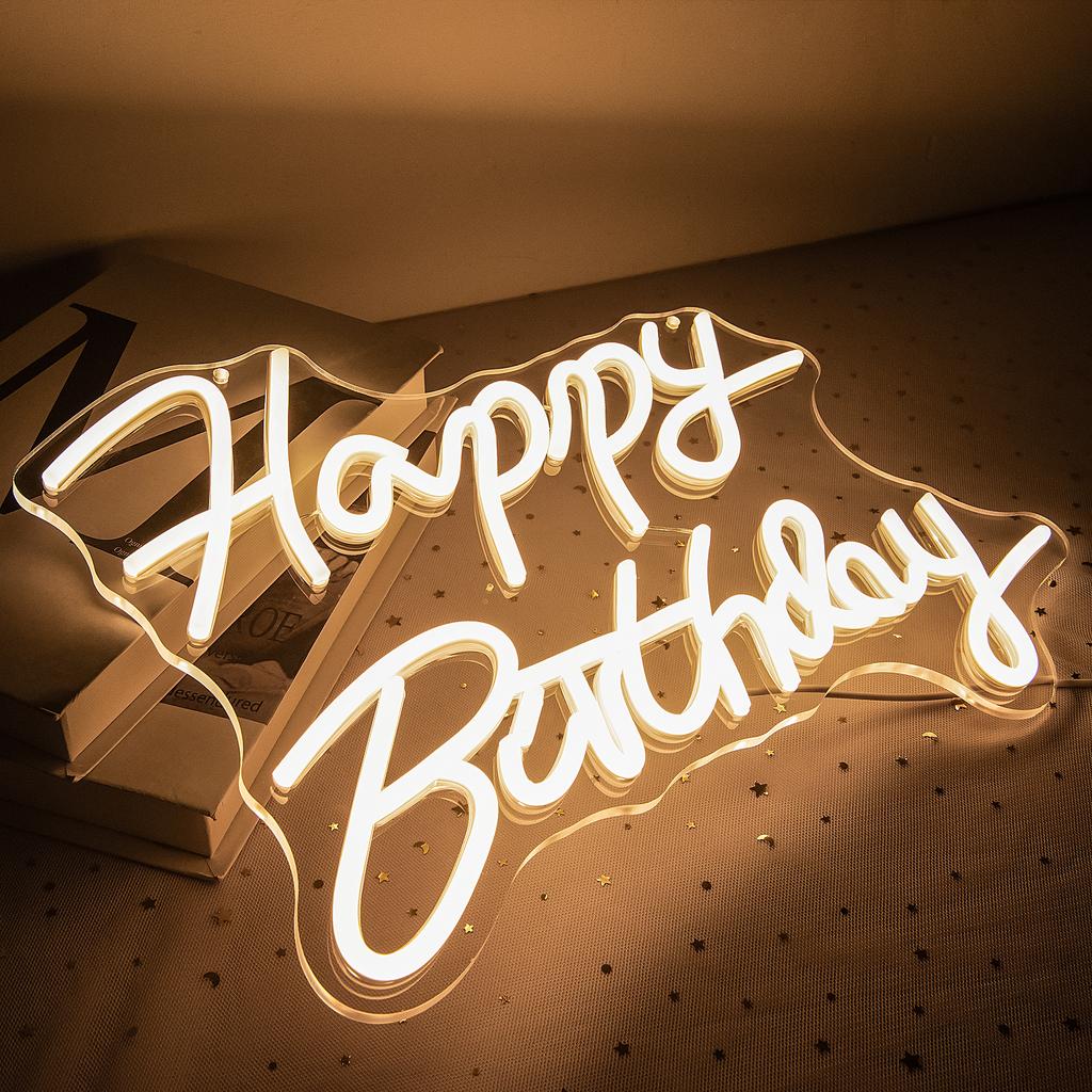 Неоновая вывеска «С днем рождения» Белые неоновые огни, работающие от USB Неоновые огни для украшения вечеринки по случаю дня рождения Светодиодная неоновая вывеска