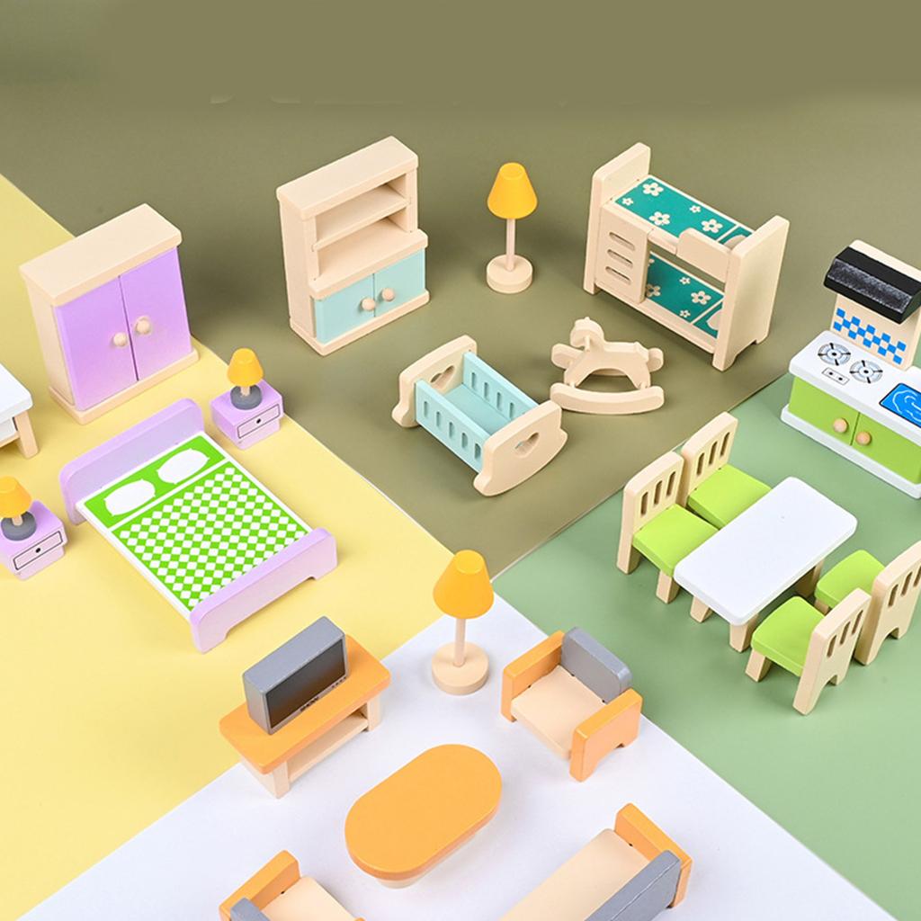 Мебель для кукольного домика, имитация детского дома, игровая игрушка, деревянный кукольный домик, комната, миниатюрная игрушка, подарки на день рождения для девочек