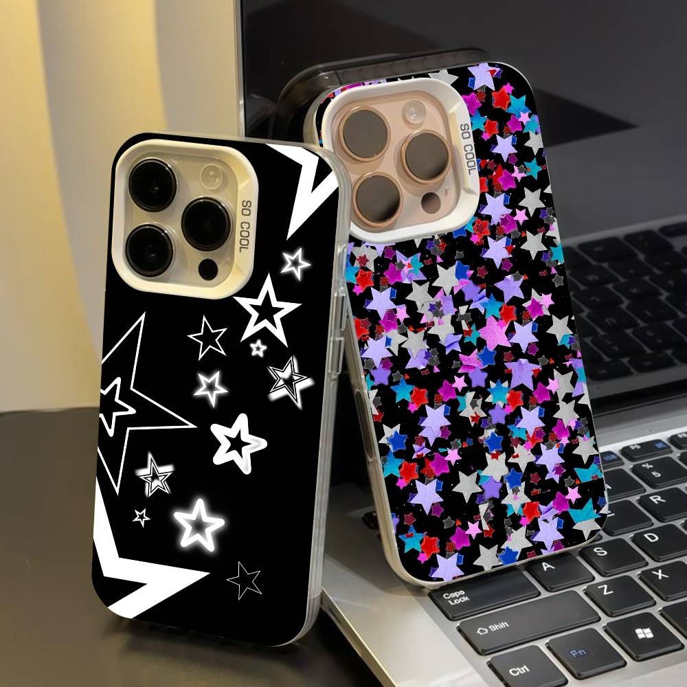 Чехол со звездами для iPhone 17 17Air 16 15 14 13 12 11 Pro Max Plus Цветной Серебристый
