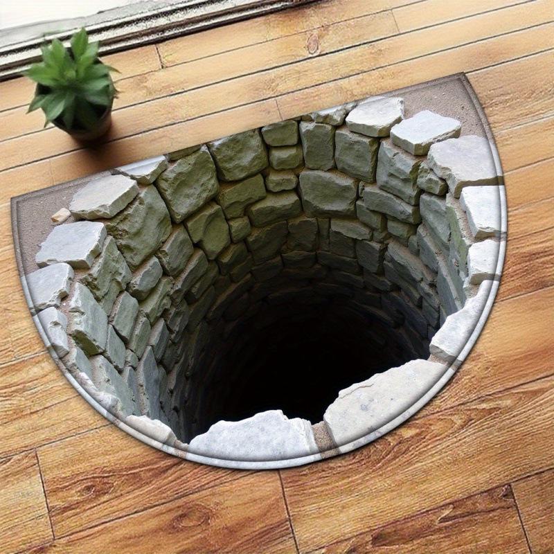 3D Визуальный Нескользящий Полукруглый Коврик для Входа: Износостойкий, Впитывающий коврик для ног в ванную