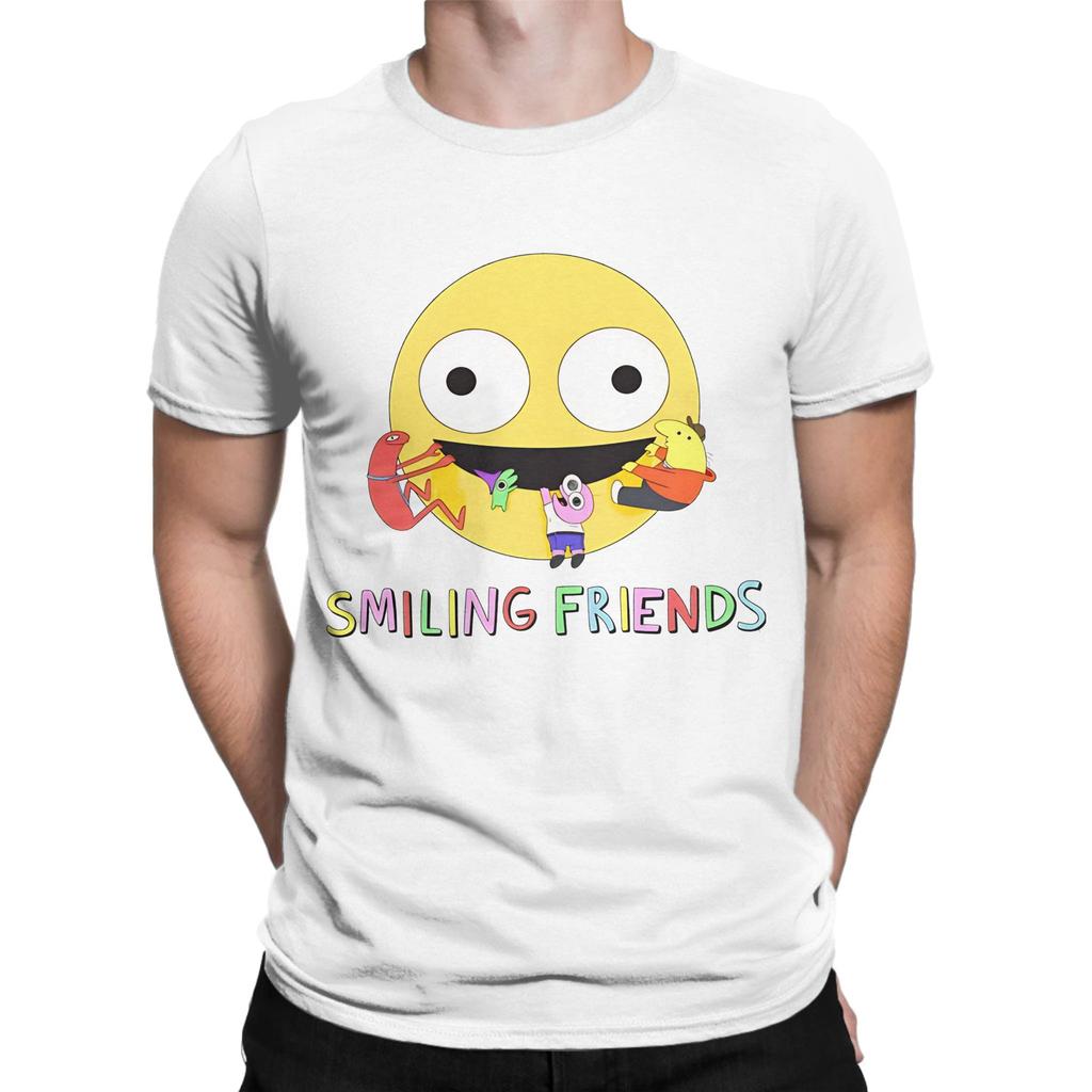 Smiling Friends Logo Novelty 100 Cotton TShirt Smiling Friends Season 2 Tops Tees For Unisex