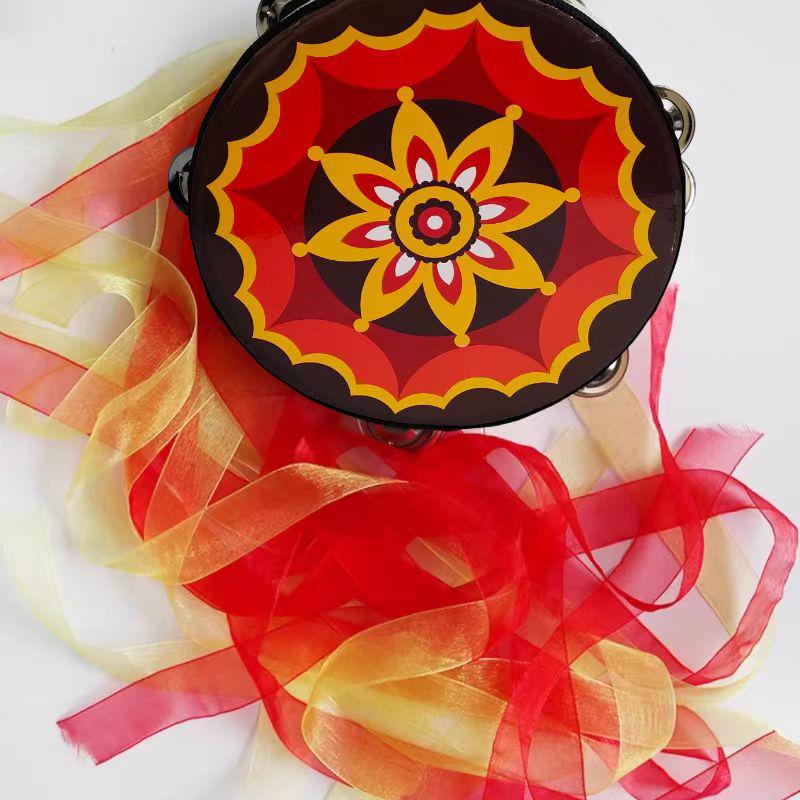 6" & 7" Uyghur Ribbon Tambourine Hand Drum for Dunhuang Apsara Dance