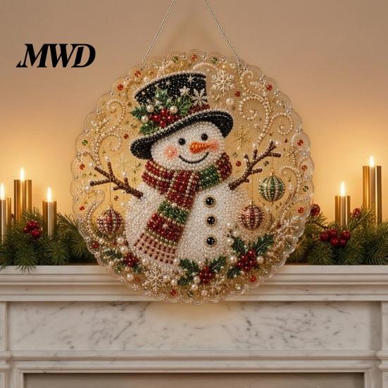 Holiday Gift for Family Christmas Faux Pearl Art Kit, DIY Rhinestone Gem Painting Craft, Santa Tree Living Room Decorations Stocking Elk Pattern
