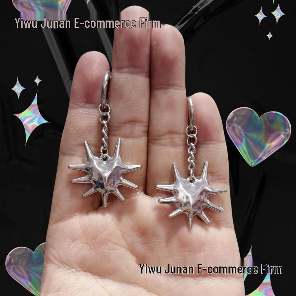 Cross-border Dark Gothic Punk Moth Rivet Heart Cone Thorns Earrings
