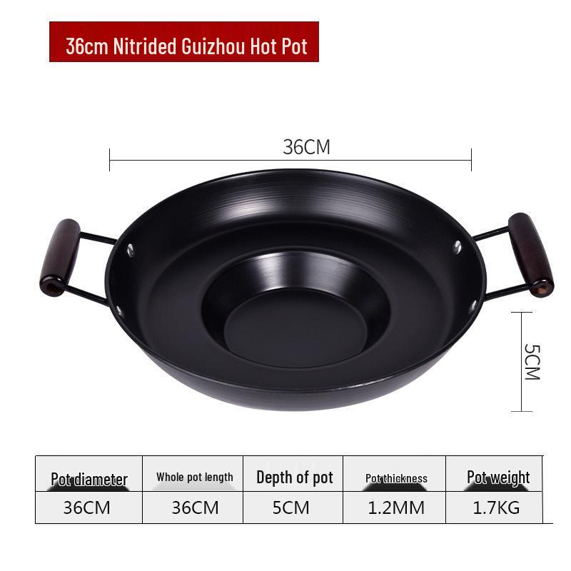 Guizhou Shabu-Grill Non-Stick Hot Pot with Flat Bottom and Concave-Convex Design for Tofu and Fried Potatoes.