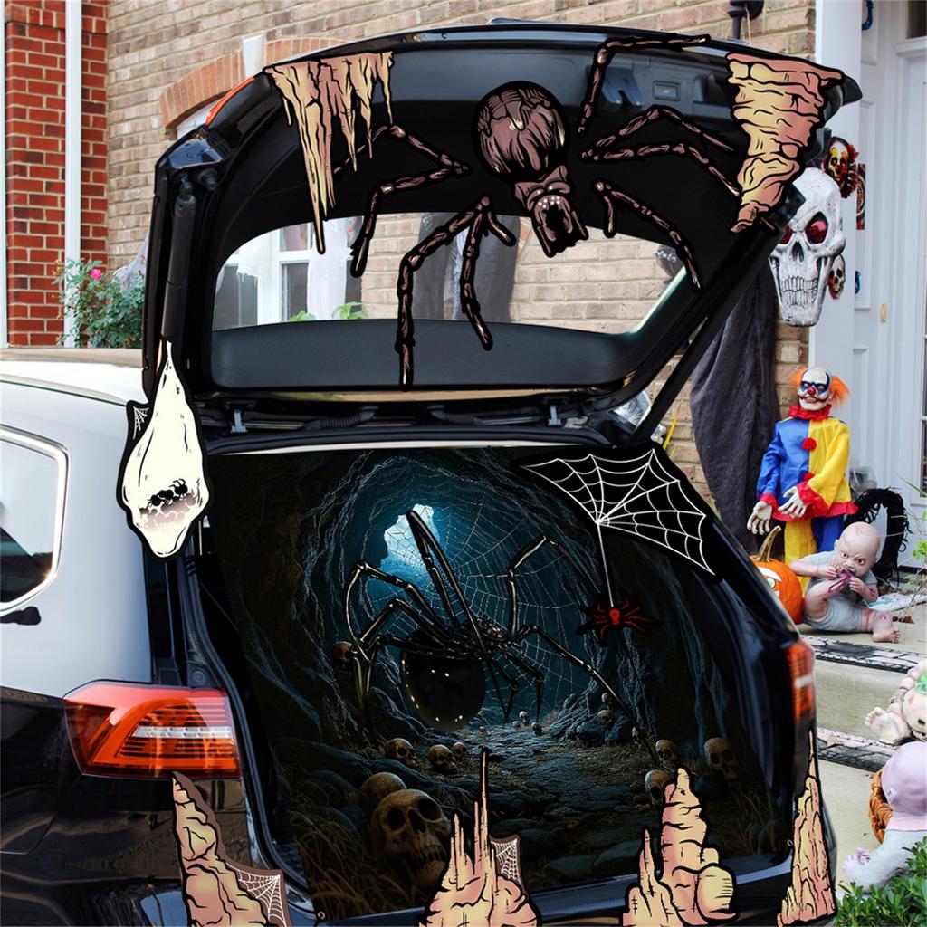 Набор для украшения багажника или украшений - Хэллоуинские украшения для автомобиля, страшная наклейка с лицом ведьмы, декор для автомобиля для улицы, гаражной арки, двери, стены, окна, дома с привидениями