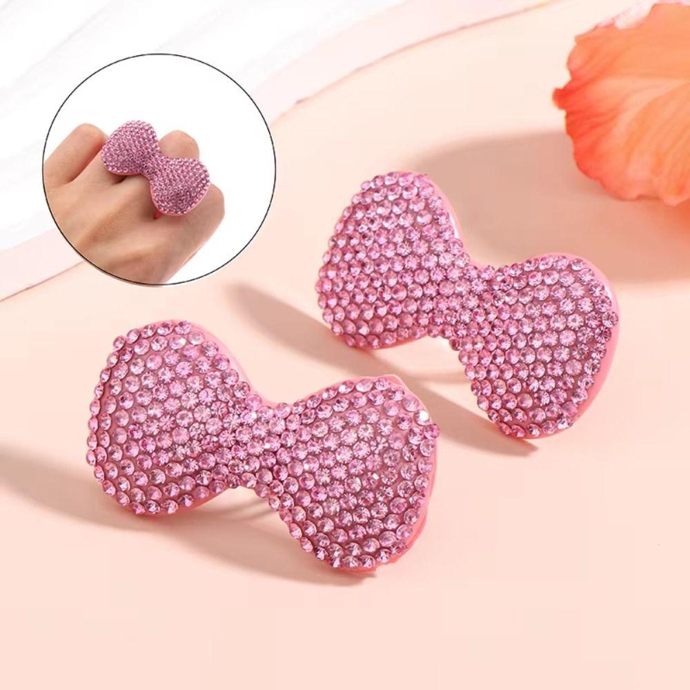 Opening Rings Women Finger Ring Sparkle Bow Y2k Millennial Ring Trendy Pink Bow Rings Cute Girl