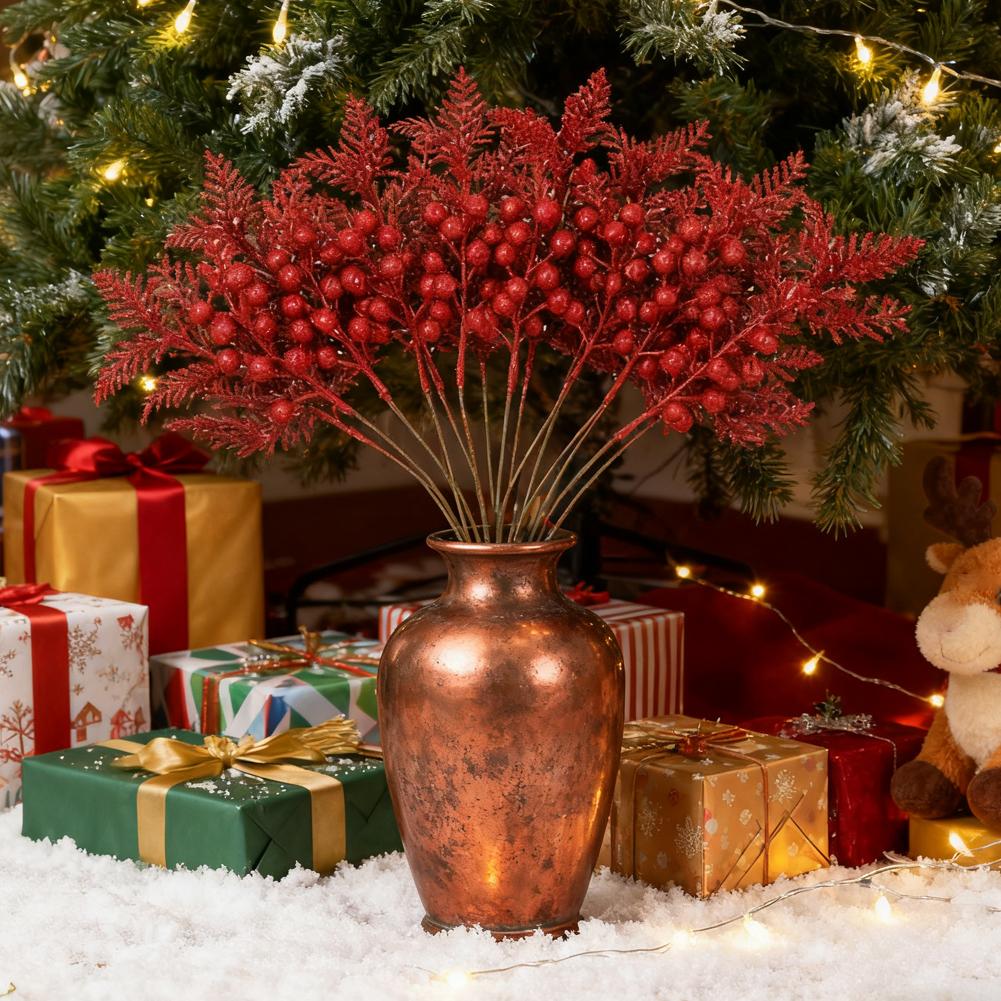 2025 Navidad Decor Artificial Flower Bouquet Christmas Tree Ornaments For Home New Year 5Pcs Christmas Decoration