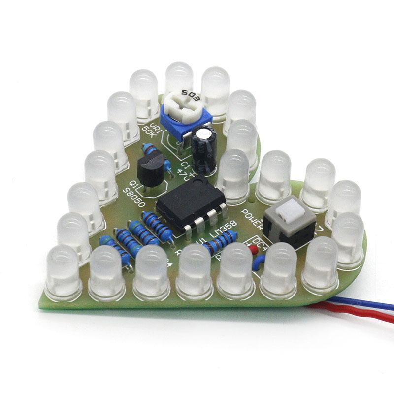DIY Heart Shape Breathing Lamp Kit LED Circuit Board 4V 6V Electronic Solder Assembly for Electronics Student Project