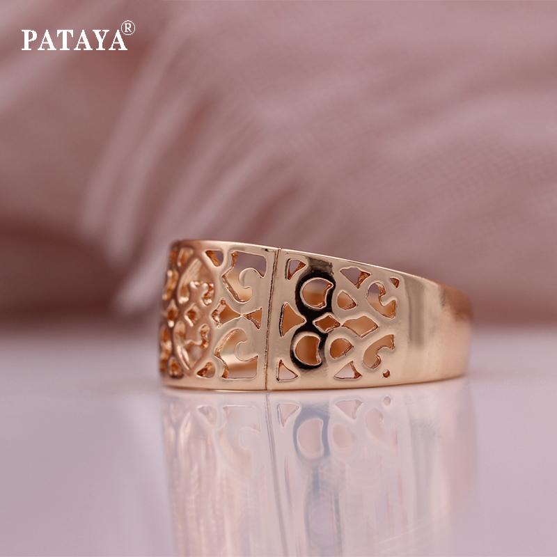 PATAYA Глянцевое кольцо цвета розового золота с полыми итальянскими классическими кольцами с темным цветком
