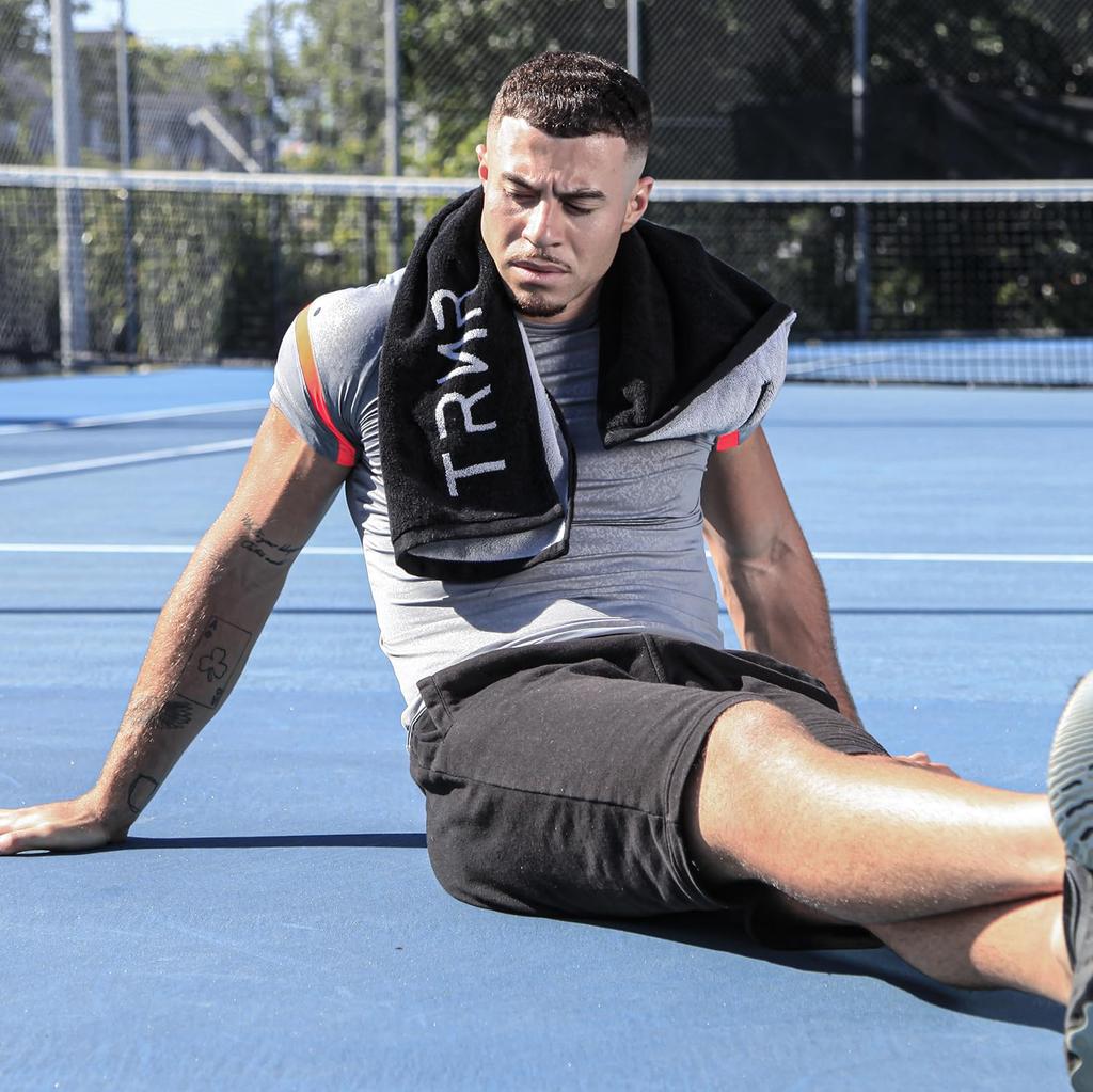 [TRNR] Спортивное полотенце для тренировок, Полотенце для лица, Полотенце для спортзала, Хлопок, Впитывающее, Быстросохнущее, Идеально для клубных занятий, Вытирания пота, Черное, Большое