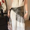 Chinese Style Triangular Waist Belt Printing Mini Apron Fashion Bohemia Wide Waistband  Streetwear