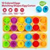 12pcs Set Egg Matching Game Toy Color Shape Recognition Sorter Puzzle Toy for Toddlers Easter Travel Game Early Learning Educational Fine Motor Skill