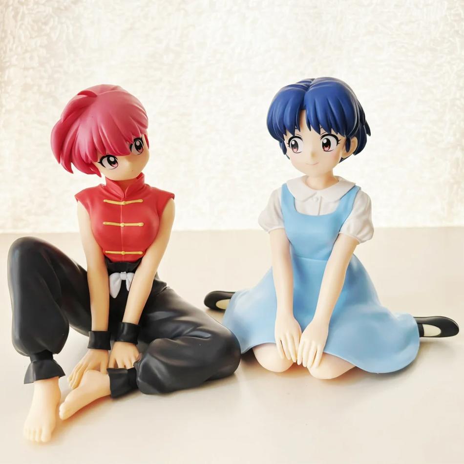 В наличии 10 см Ranma 1/2 Тэндо Аканэ Ранма ПВХ Аниме Фигурка Периферия Каваи Сидячие Игрушки Настольные Украшения для Автомобиля Модель Подарки