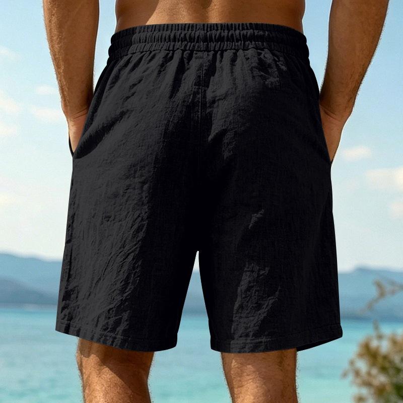 Men's Summer Linen 5 Inch Shorts, European American Loose Simple Commute Sport Beach Casual Shorts