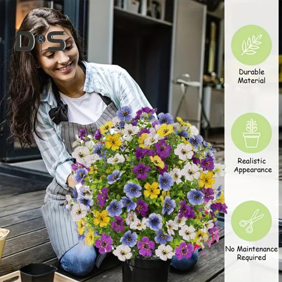 Искусственный фиолетовый топиарный шар, устойчивый к ультрафиолетовому излучению, фиолетовые цветы, искусственные вечнозеленые растения, цветы, кисть с шипом для земли для наружного внутреннего садового декора