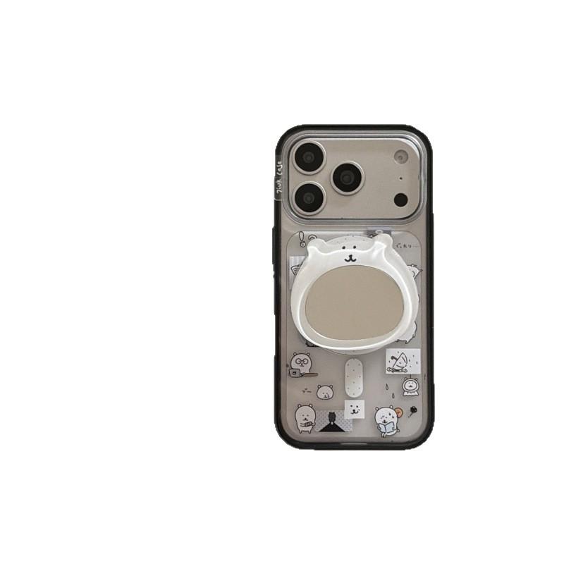 Милый Мишка Зеркало Подставка Чехол для Телефона для iPhone 14/15 Pro/16 Pro/17 Pro Max