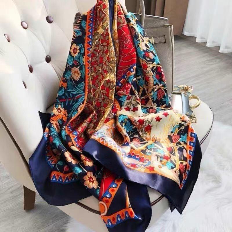 Women's New High-end Silk Spring and Autumn Summer Versatile Shawl Thin Sun Protection Neck Protection Fashionable Scarf