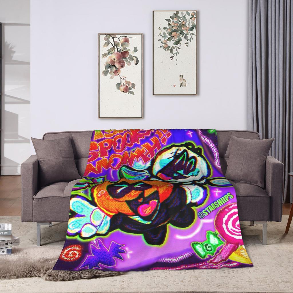 Spooky Month Blanket Quality Warm Soft Throw Blanket Autumn Decorative Couch Chair Sofa Bed Fluffy Bedspread