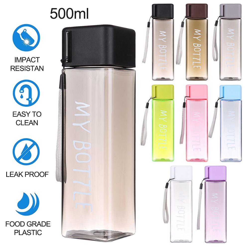 500ML Men Women Plastic Large Capacity Square Sports Water Bottle Coffee Juice Cup Drinking Cup