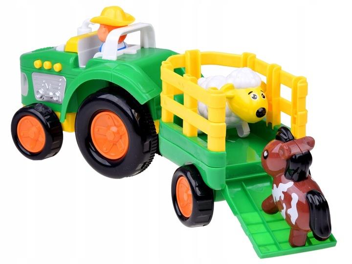 Traktor Z Przyczepą Farmer I Zwierzątka Dźwięk + Światło Za5390