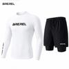 Mens UV Protection Rash Guard Set Long Sleeve Swim Shirt Quick-Dry Board Shorts Snorkeling Surfing Kayaking