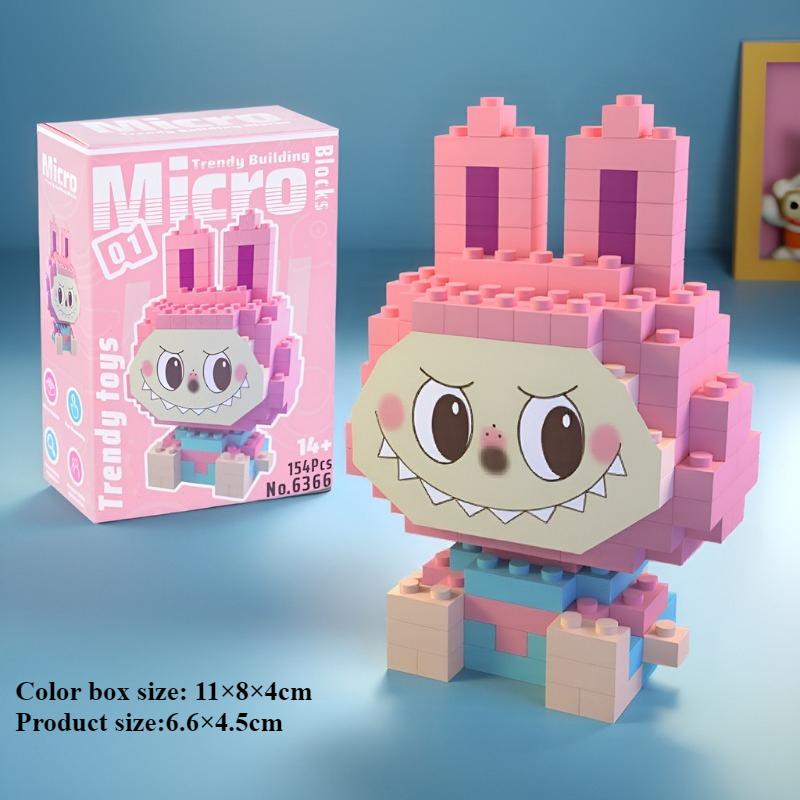 Лабубу мелкий строительный блок, совместимый со строительным блоком Lego, собранный строительный блок Лабубу, детская развивающая игрушка, украшение