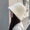 Rabbit Hair Fisherman Hat Children Autumn and Winter Versatile Plush Knitted Bucket Hat Warm Ear Protection Washbasin Hat
