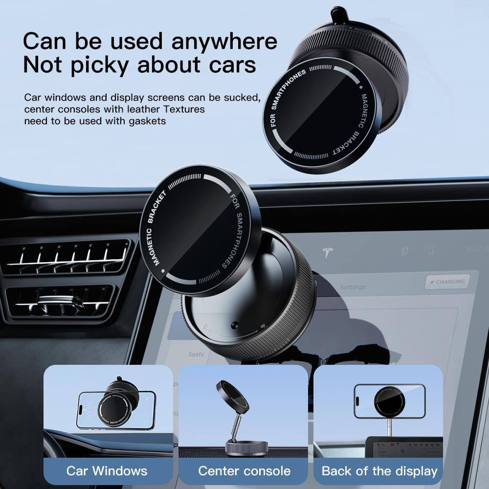 360° Adjustable Vacuum Magnetic Suction Cup Phone Mount, Hands-Free Magnetic Cell Phone Holder for Car/Gym/Mirror/Smoot