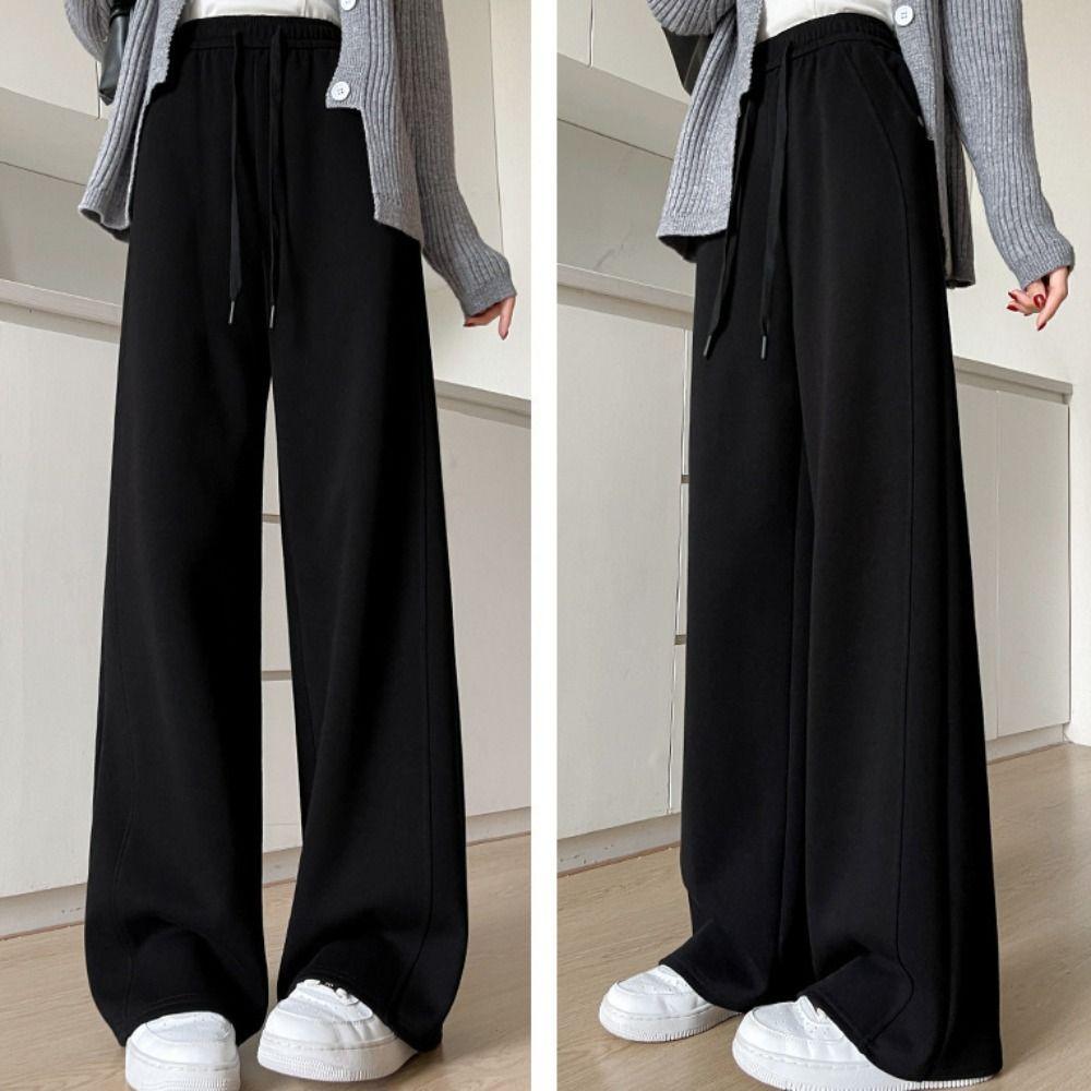 Drawstring Loose Sports Pants High Waist Casual Pants Women Comfortable Wide Leg Pants  Streatwear