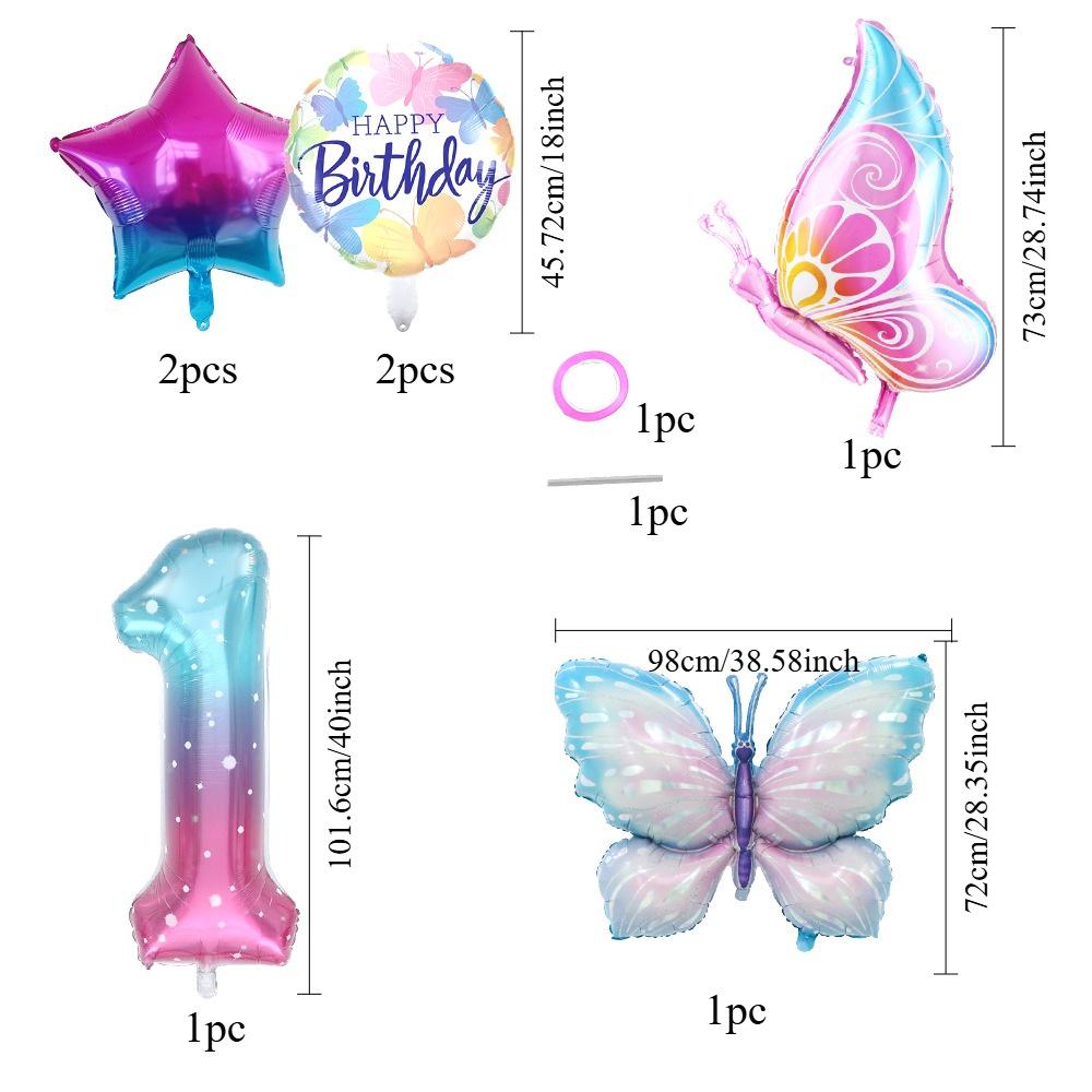 Ice Purple Butterfly Balloon Set Starry Sky Digital Side Flying Butterfly Baby Shower Birthday Party Arrangement