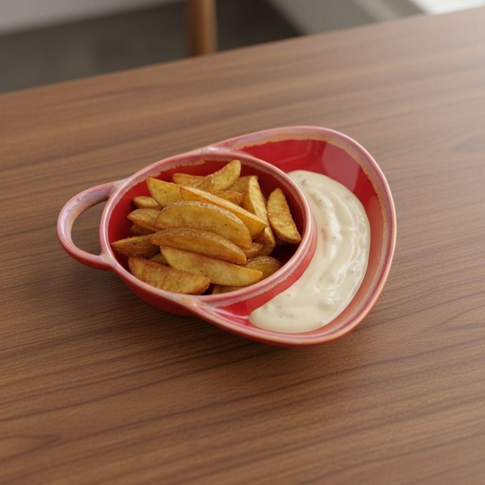 Heat-resistant Vintage Separated Fruit Salad Plate Ceramic French Fry Plate Dinner Dish Hotel