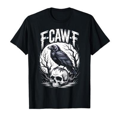 Смешная футболка с мемом 'F-Caw-F' Черный Ворон Звук Юмор Для Мужчин Женщин 100% Хлопок Футболки С Коротким Рукавом 0930-1