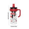 with Straw Plastic Water Bottle Large Capacity Sport Bottle Clear Cartoon  Water Cup  Outdoor Sport