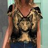 Summer Women's T Shirt Cat Print Casual Short Sleeve 3d T-Shirts Fashion Streetwear Crew Neck Pullover Female Oversized Clothing