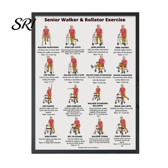 Seated Exercise Poster Chair Workout Chart Gentle Yoga Flow Diagram Movements Low Impact Guide for Seniors Beginners Mobility Exercises