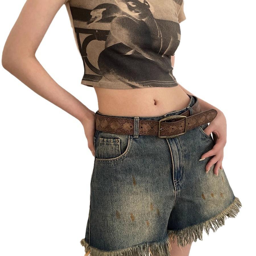 American Retro Belt Women'S Ethnic Style Belt With Jeans Belt Premium Brown